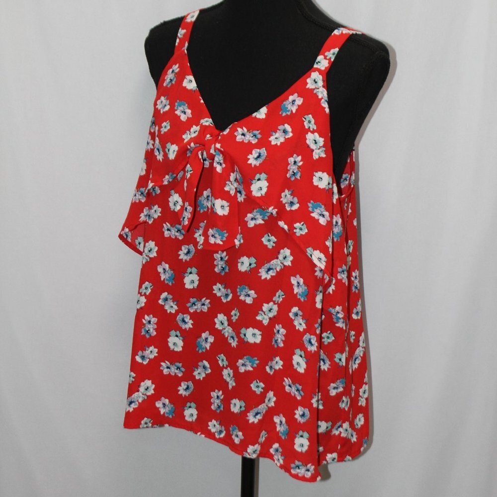 Blue Rain Strappy Red, White and Blue Floral Top - Picture 4 of 12